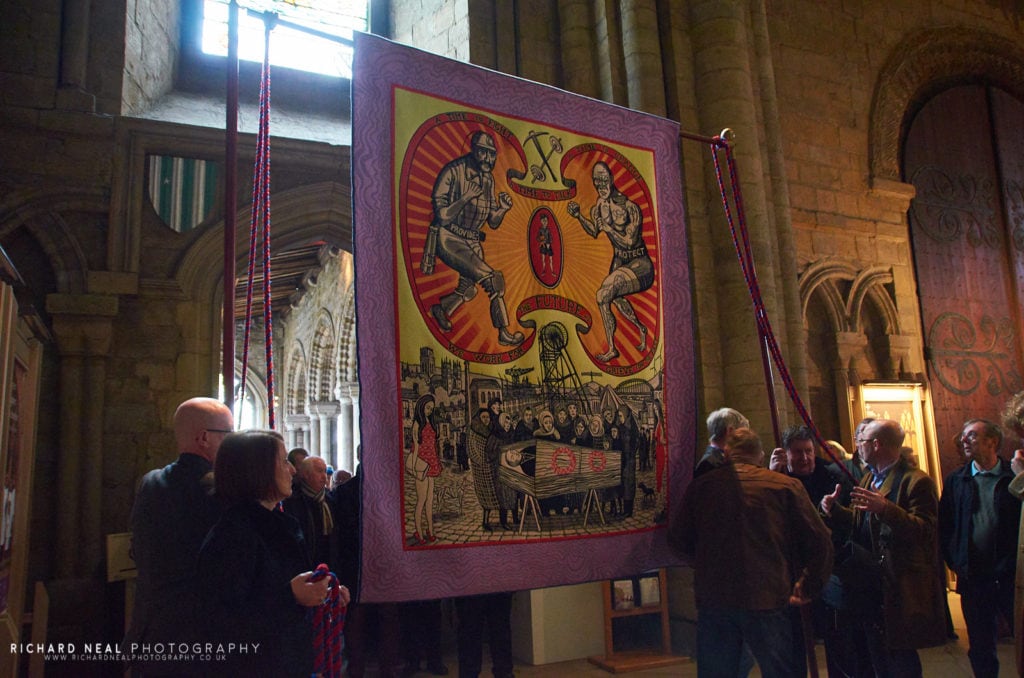 Grayson perry banner durham cathedral