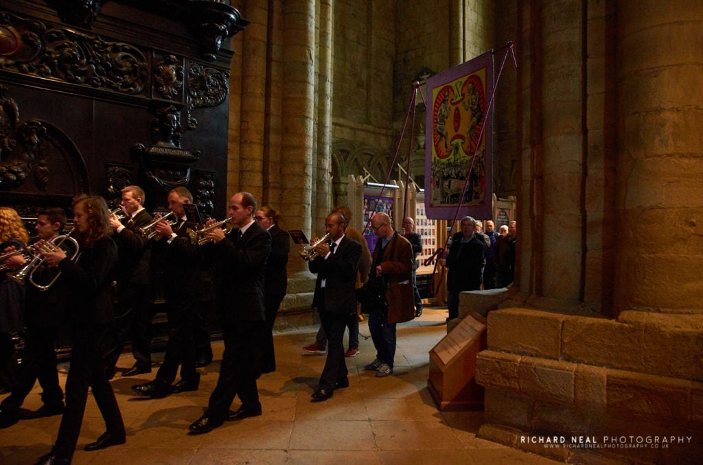 Grayson perry banner durham cathedral