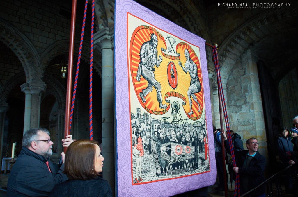 Grayson perry banner durham cathedral