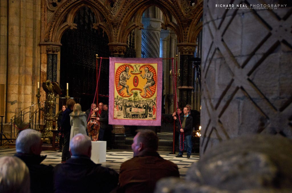 Grayson perry banner durham cathedral